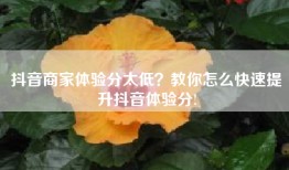 抖音商家体验分太低？教你怎么快速提升抖音体验分!