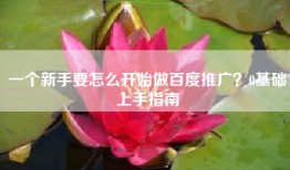 一个新手要怎么开始做百度推广？0基础上手指南