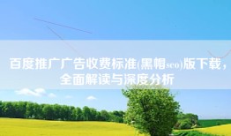 百度推广广告收费标准(黑帽seo)版下载，全面解读与深度分析