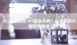 2021新版站群 2021新版站群：打造高效内容矩阵策略