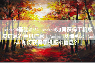Android基础#35：Android如何获得手机版本信息？手机信息「Android基础#35：Android如何获得手机版本信息？」